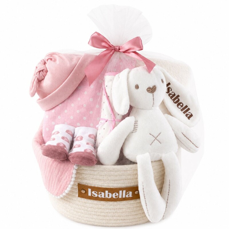Cesta Nacimiento Cone-Cone Personalizada – Rosa Cesta Nacimiento Cone-Cone Personalizada – Rosa
