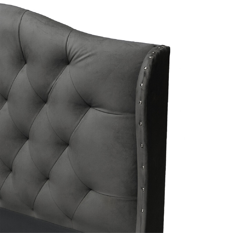 RESPALDO CURVO QUEEN 1.70 X 1.55 COL GRIS CON AVANCE CAPITONEADO Respaldo Curvo Queen 1.70 X 1.55 Col Gris Con Avance Capitoneado