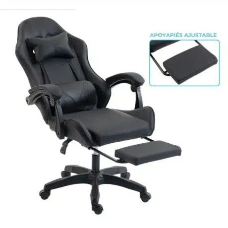 Silla Gamer Ergonómica con Masajes y Apoyapies Negra 001