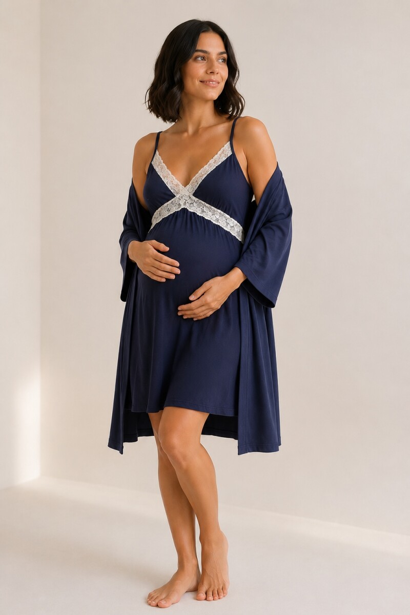 Camisón Maternal Avelina Azul Marino