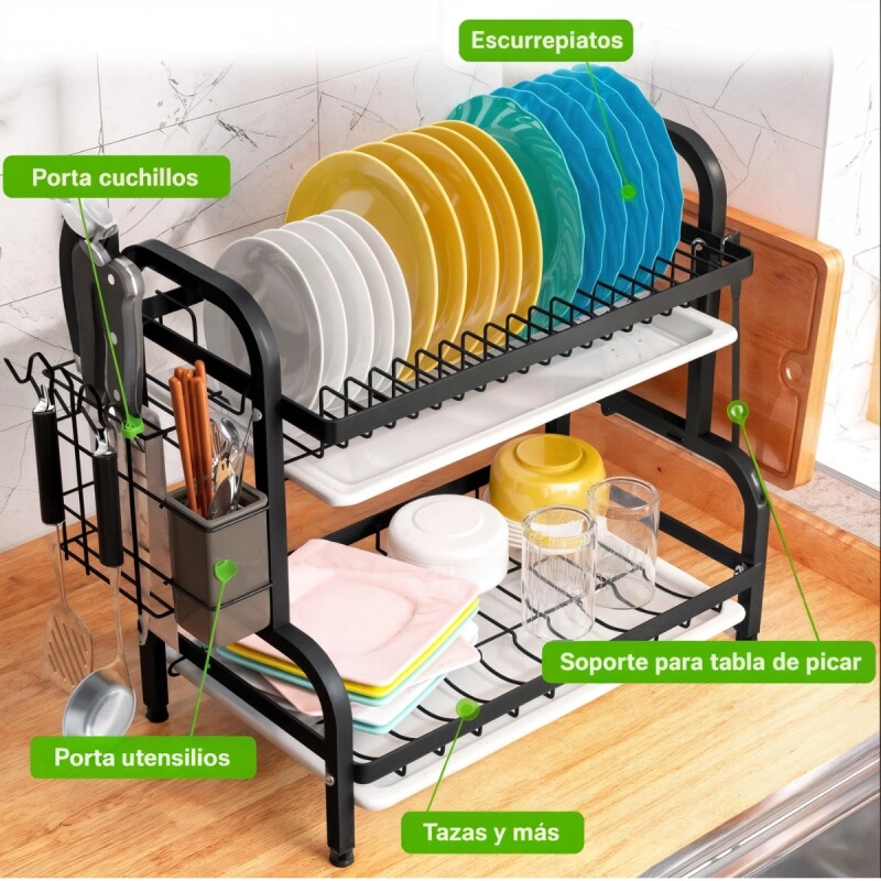 Escurridor doble para mesada NEGRO