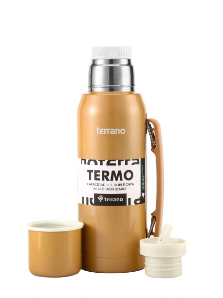 Set Acero 1Lt. Mate con Tapa Oro