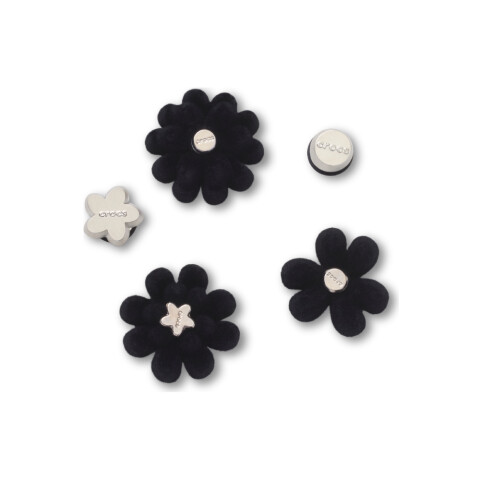 Jibbitz Black Velvet Flower 5 Pack Multicolor