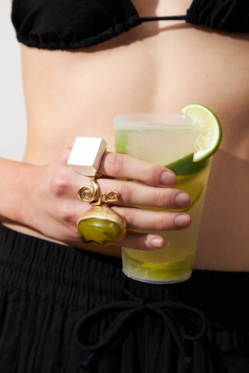 Anillo wavy acero dorado