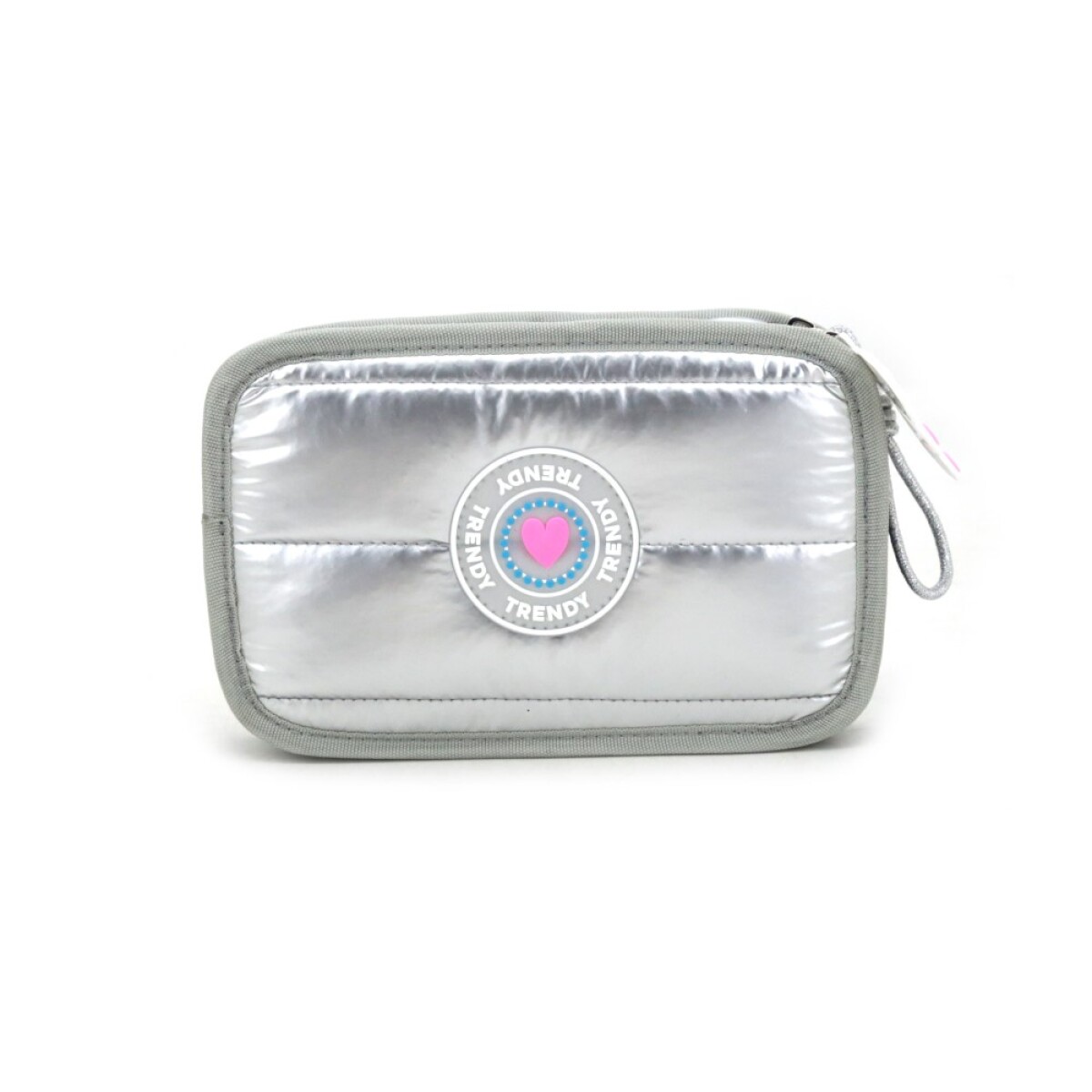 Cartuchera puffer metalizada - Plateado 