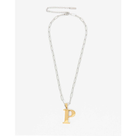 Collar Acero Inicial Letra ''p'' Combinacion Bicolor