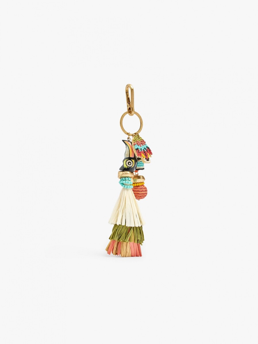 Llavero Charm Pájaro Con Abalorios - multicolor 