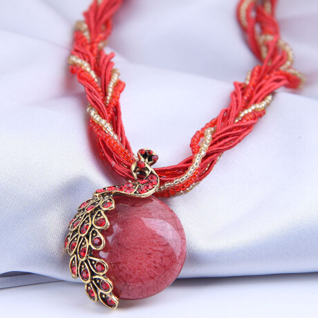 Collar Mujer Pavo Real Varios Colores Rojo