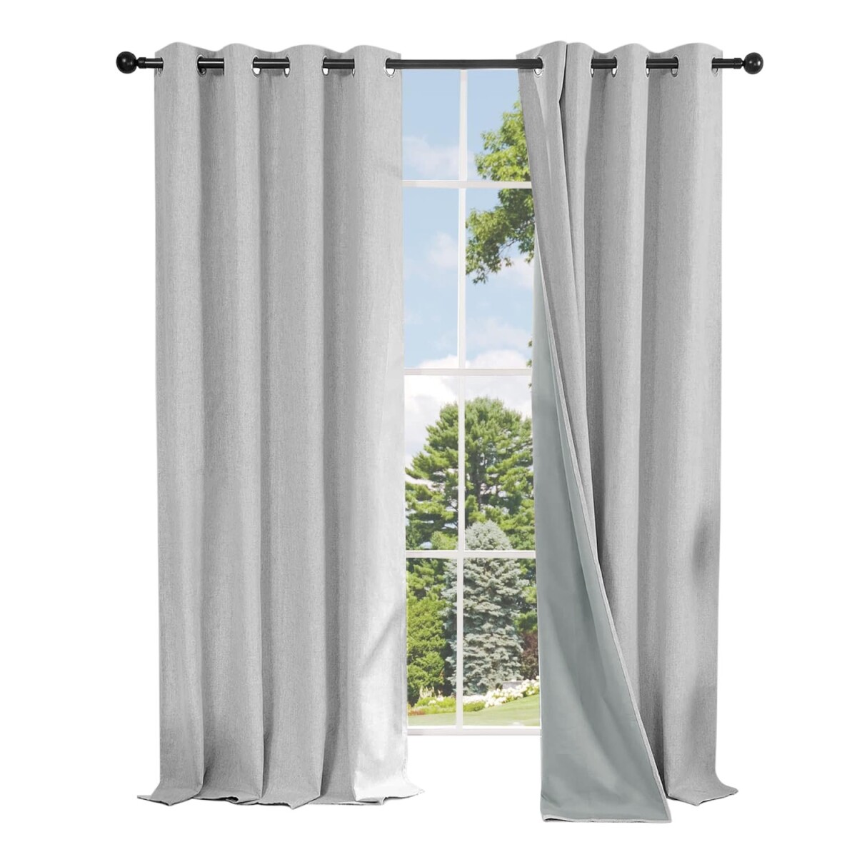 Cortina Blackout 100% Engomada Termica Set 2 Paños Tipo Lino - Variante Color Gris Claro 