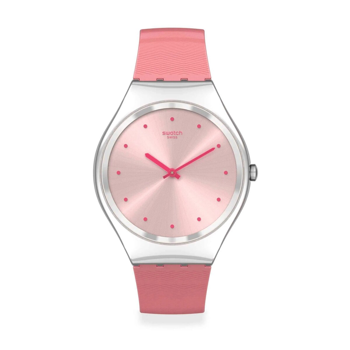 Reloj Swatch Rose Moire Syxs135 De Silicona Rosa Para Mujer 