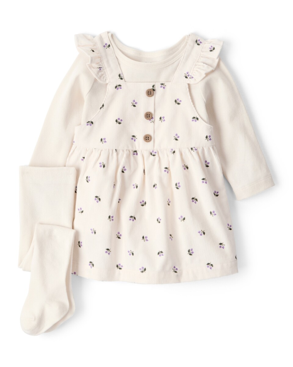 Set tres piezas, jumper de pana, remera y medias de algodón 