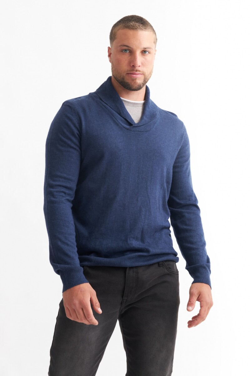 Sweater con cuello solapado - Azul marino 