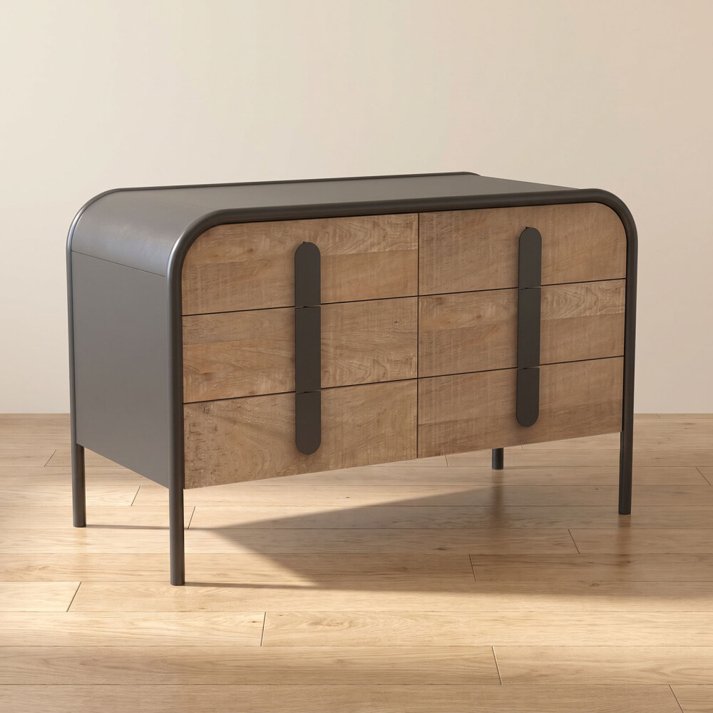 CÓMODA 6 CAJONES MADERA-Y-METAL ARIA