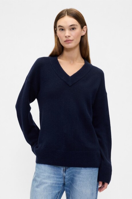 Buzo Cuello V Mujer Navy Uniform