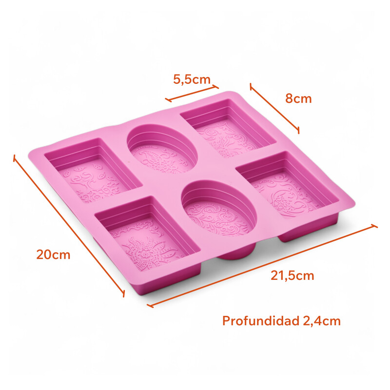 Molde para Jabones Silicona 21,9 x 20x 2,5 cm Sin Color