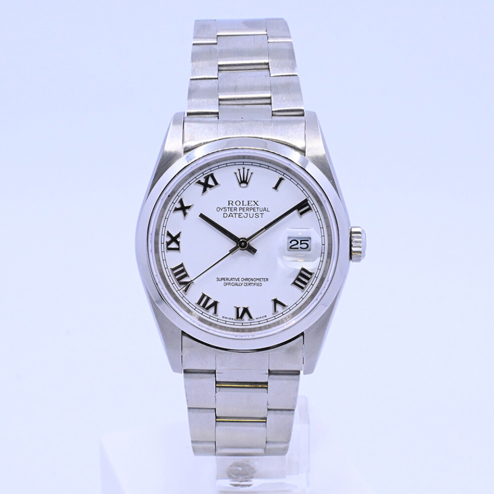 Rolex Datejust 16200 acero 36 mm. Números romanos con caja y papeles, año 2005. Rolex Datejust 16200 acero 36 mm. Números romanos con caja y papeles, año 2005.