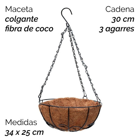 Maceta Colgante De Fibra De Coco Tamaño:25*34cm Unica