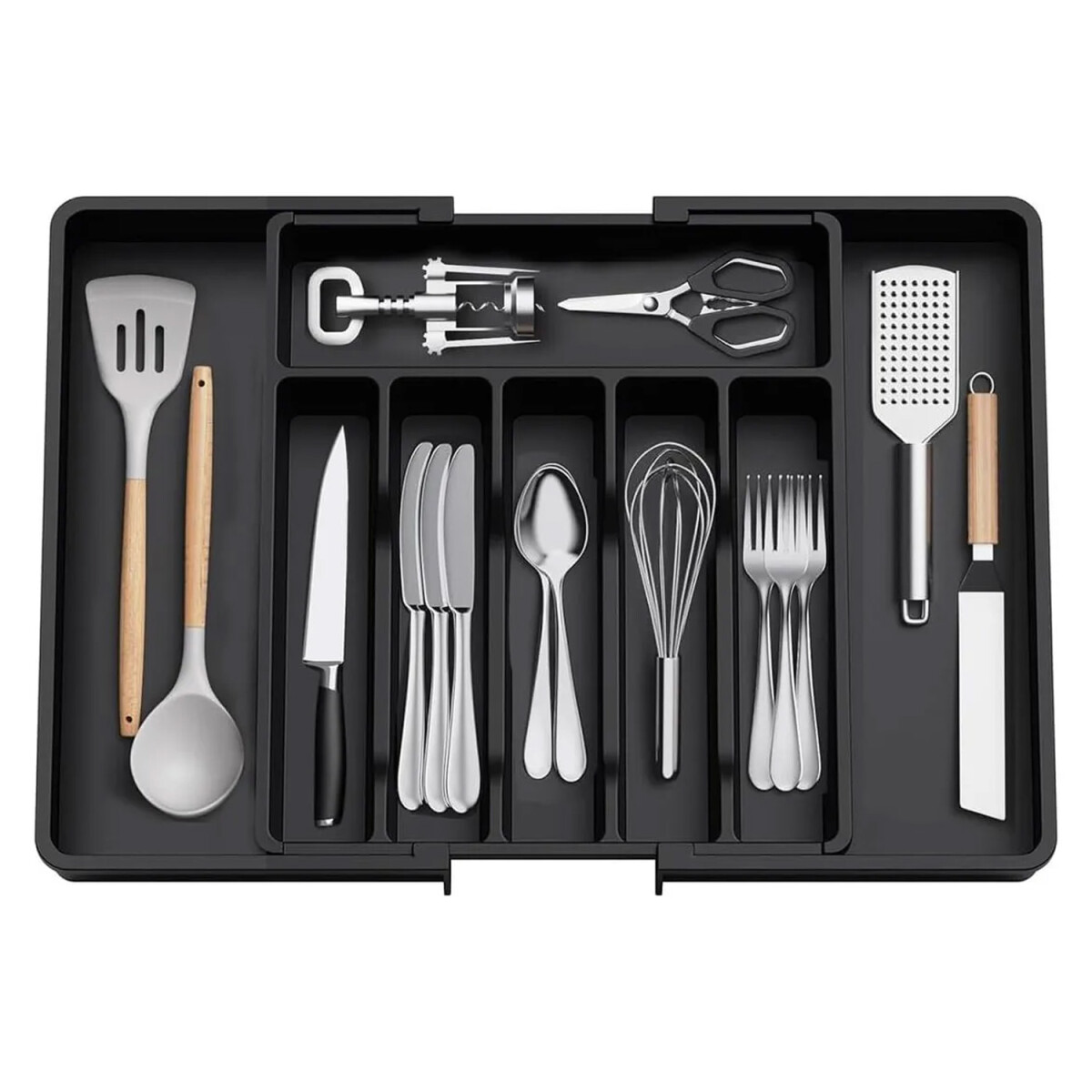 Organizador de Cubiertos Extensible Cajon Utensilios Cubertero IMBACK Negro 