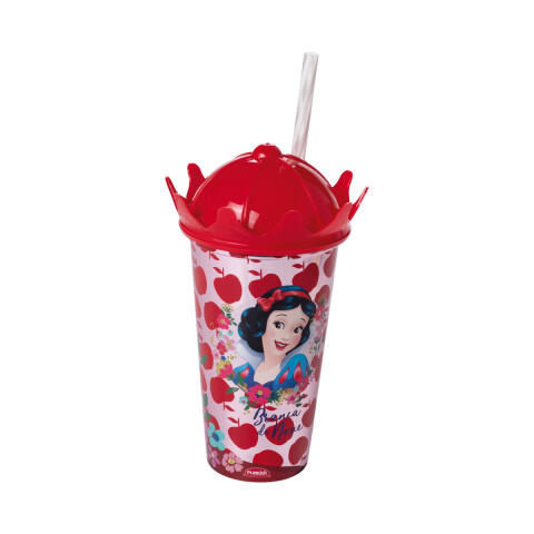 Vaso Plástico Milk Shake con Forma y Pajita Princesas Disney 500 ml ROJO