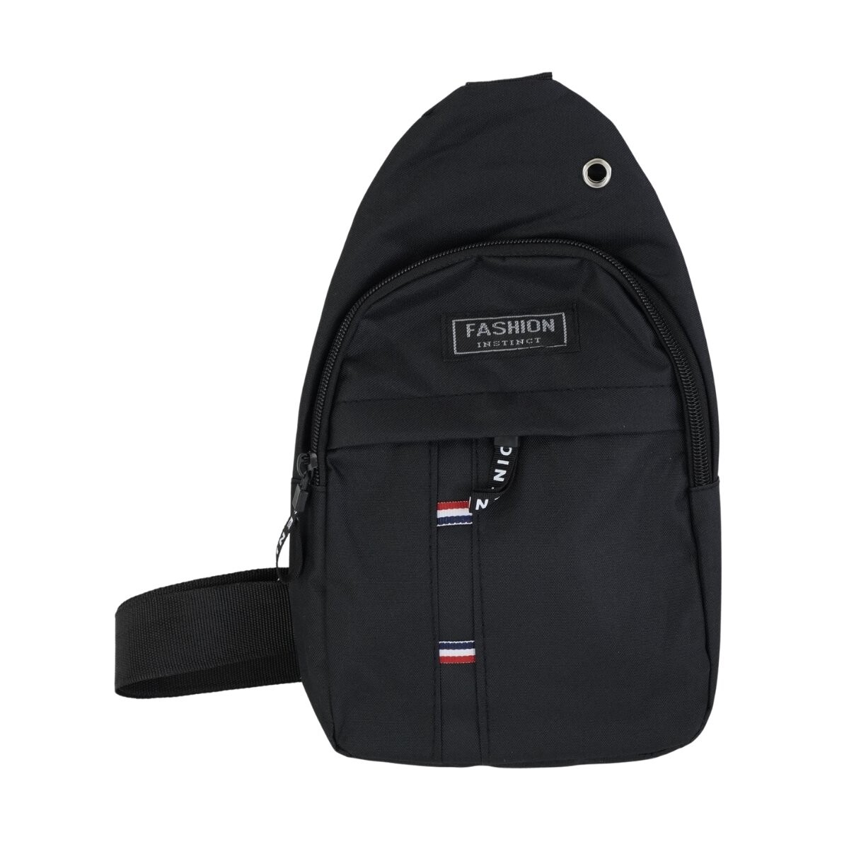 Mochila cruzada tipo bandolera de lona negra 