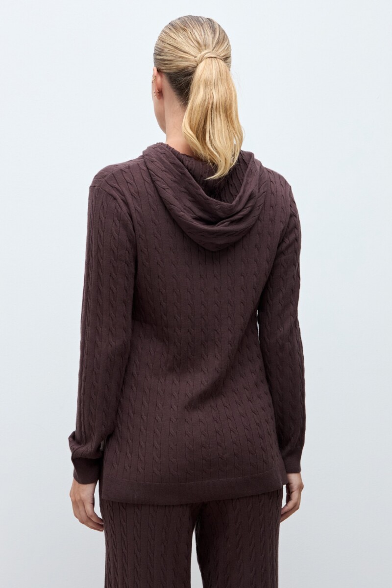 Hoodie tejido estructuras chocolate