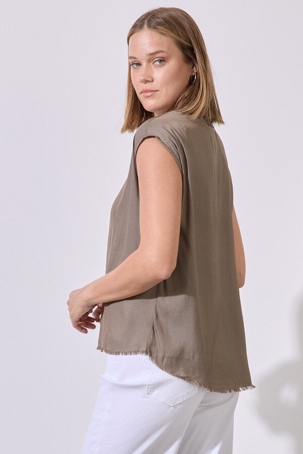 Blusa Saten Flecos KHAKI