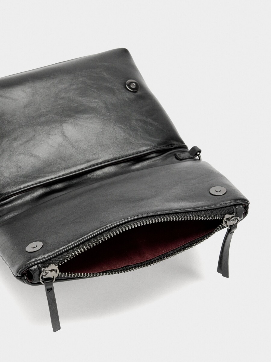 Bolso De Fiesta Con Solapa Efecto Craquelado negro