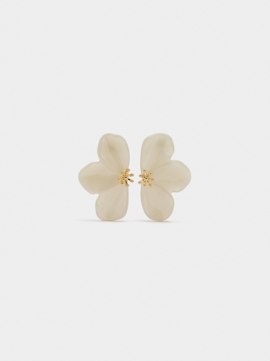 Pendientes Media Flor De Resina - beige 