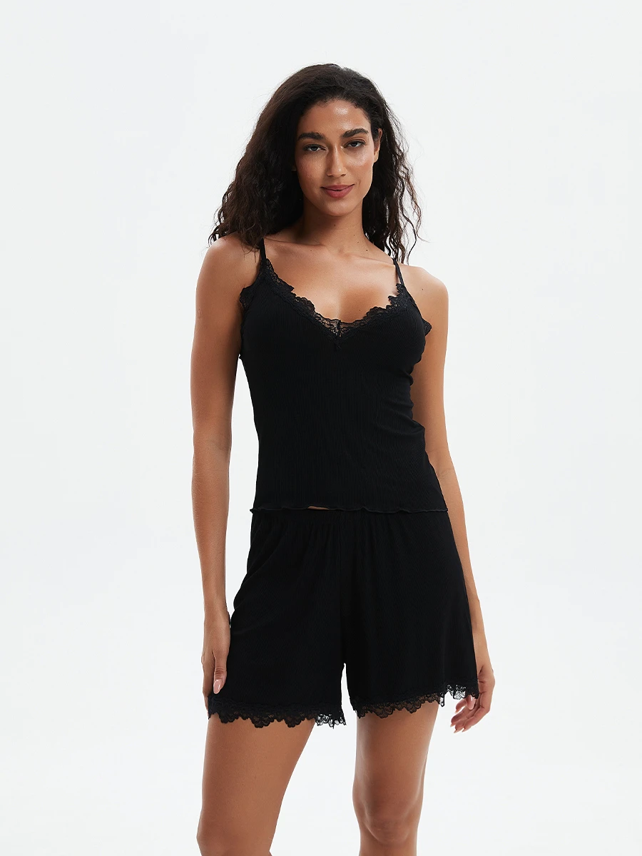 SHORT CON ENCAJE - NEGRO 