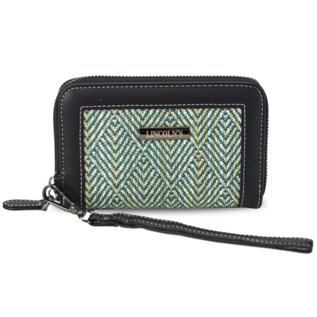 Billetera Lorenza Tejido Turquesa y Crudo