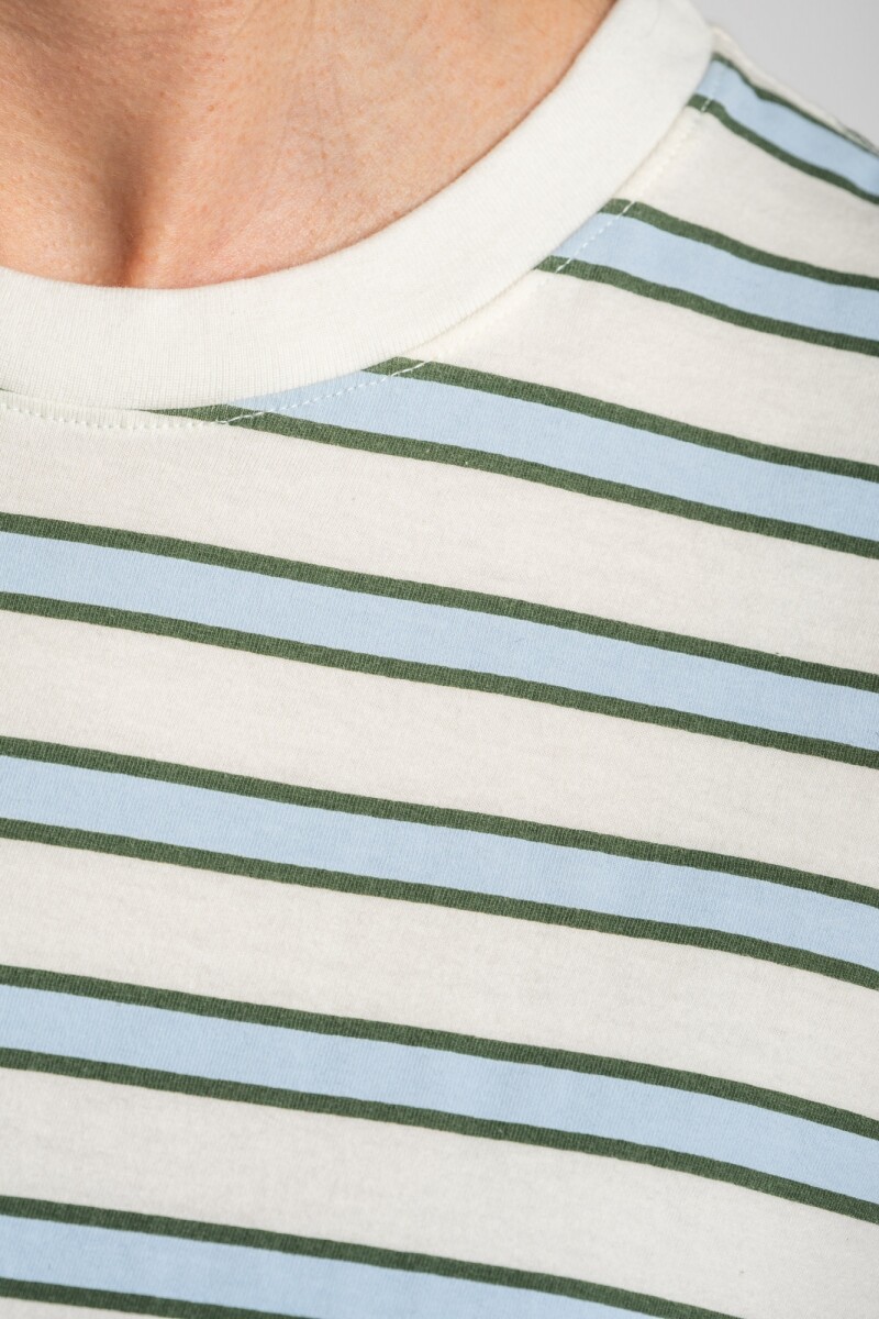 Remera Rayada Algodón Celeste