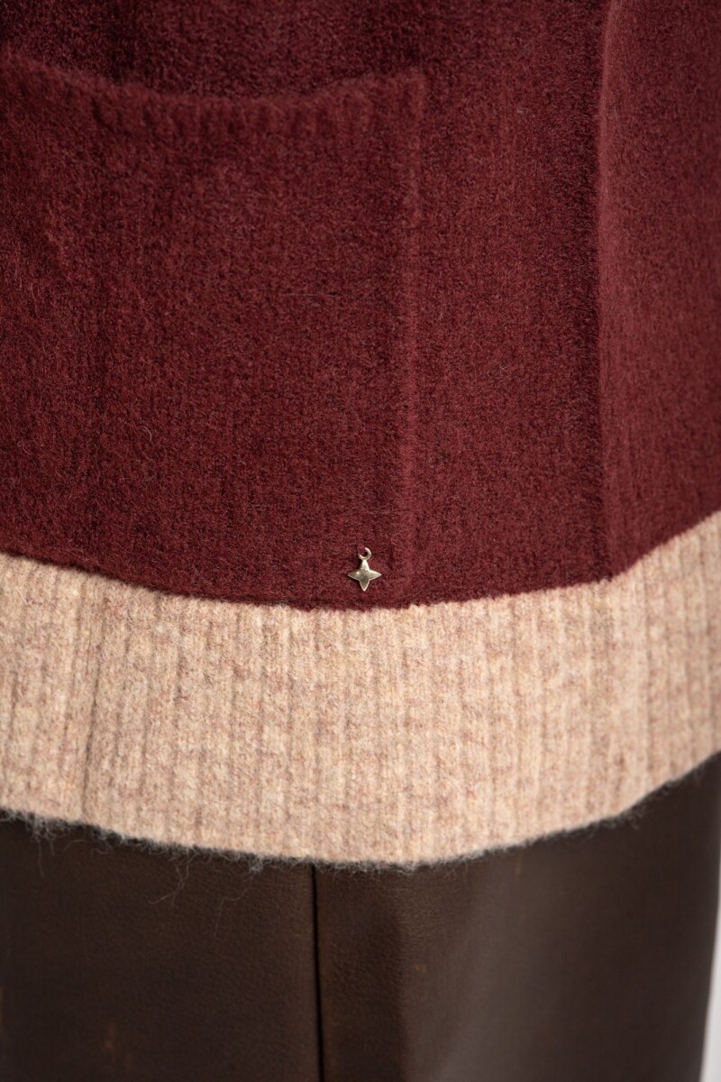 Cardigan Rayado Color Block Mocha