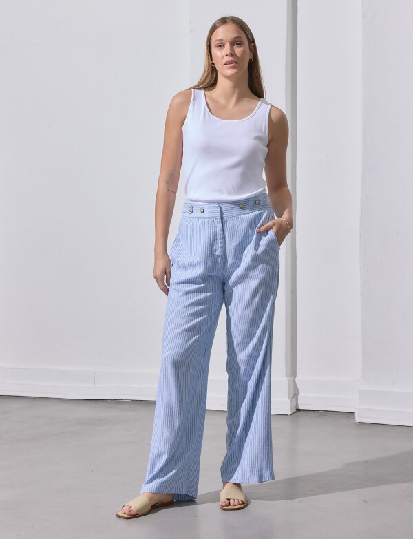 Pantalon Lino Wide CELESTE/MULTI
