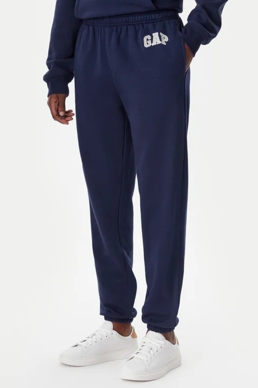 Pantalon Deportivo Con Felpa Logo Gap Hombre Tapestry Navy V2