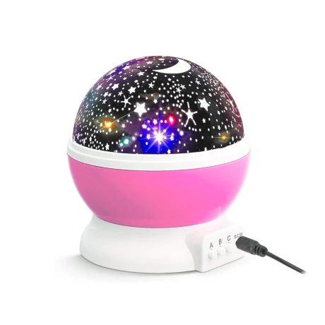 LAMPARA VELADORA GIRATORIA PROYECTOR LED ESTRELLAS USB ROSA LAMPARA VELADORA GIRATORIA PROYECTOR LED ESTRELLAS USB ROSA