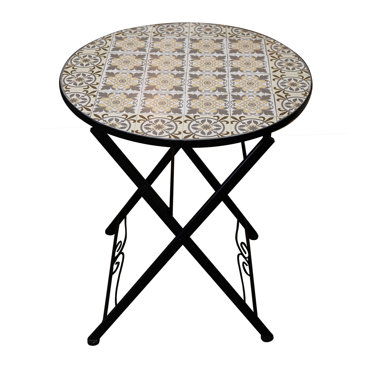 Mesa plegable redonda de mosaicos 