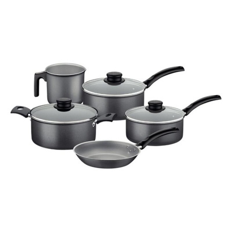 Batería de Cocina 5 Piezas Tramontina Turim Antiadherente Starflon Max Negro
