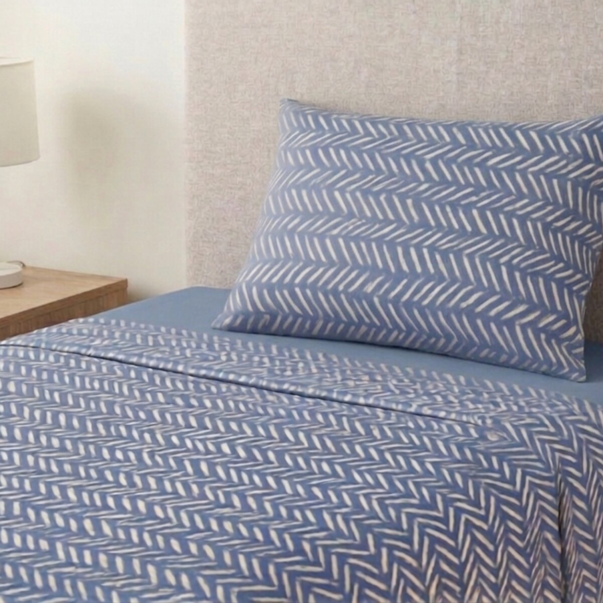 Juego De Sábanas Bukara 1.5 Plazas - Celeste 