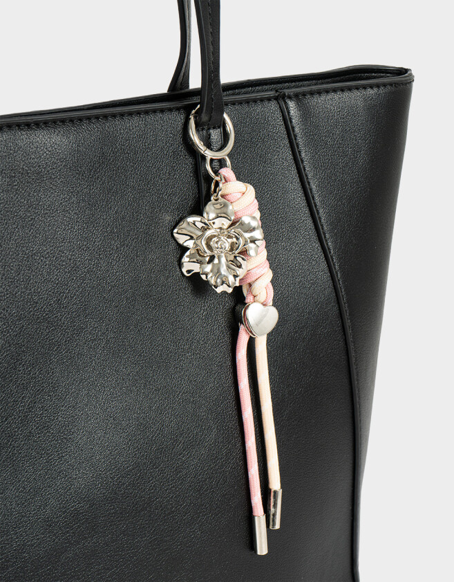 Shopper Cartera Shopper Con Charm - Negro