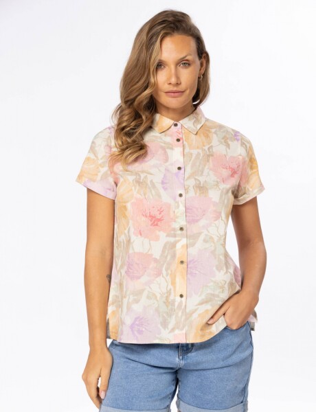 CAMISA DE LINO ESTAMPADA Rosa