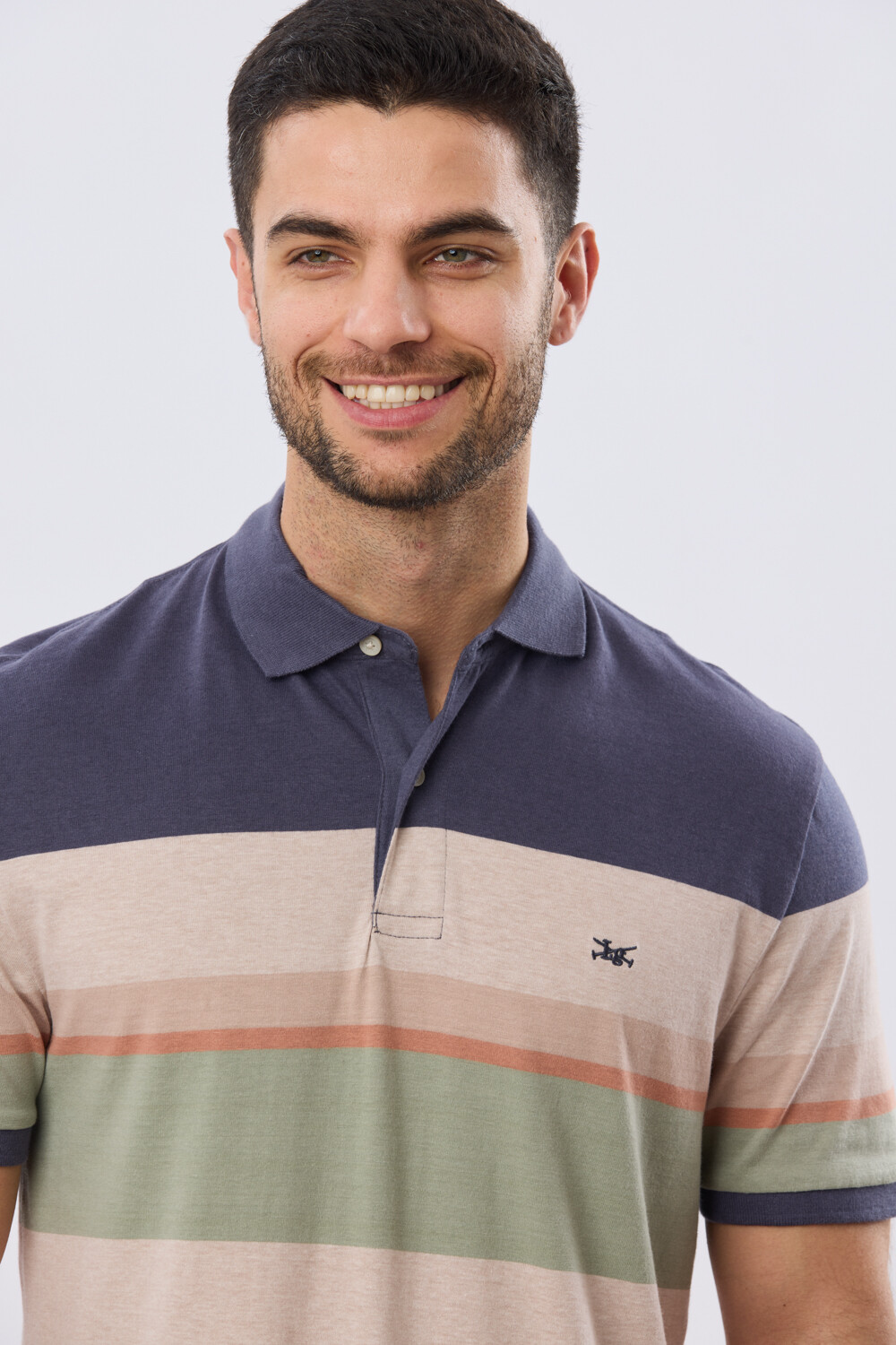 REMERA POLO RAYADA JERSEY Azul
