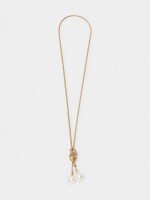 Collar Cadena De Serpiente Con Perlas blanco
