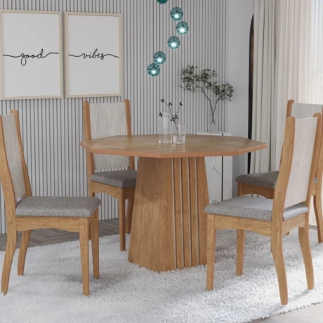 Juego Comedor 4 Sillas Hexagonal 1.04 Venecia+paris Juego Comedor 4 Sillas Hexagonal 1.04 Venecia+paris