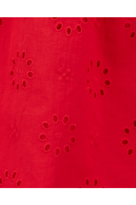 Vestido de algodón, con ojales, rojo Sin color