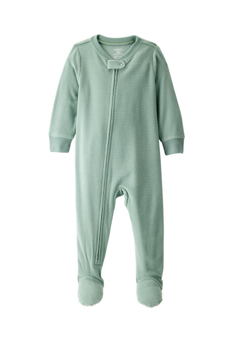 Pijama una pieza de micropolar, con pie, verde Sin color