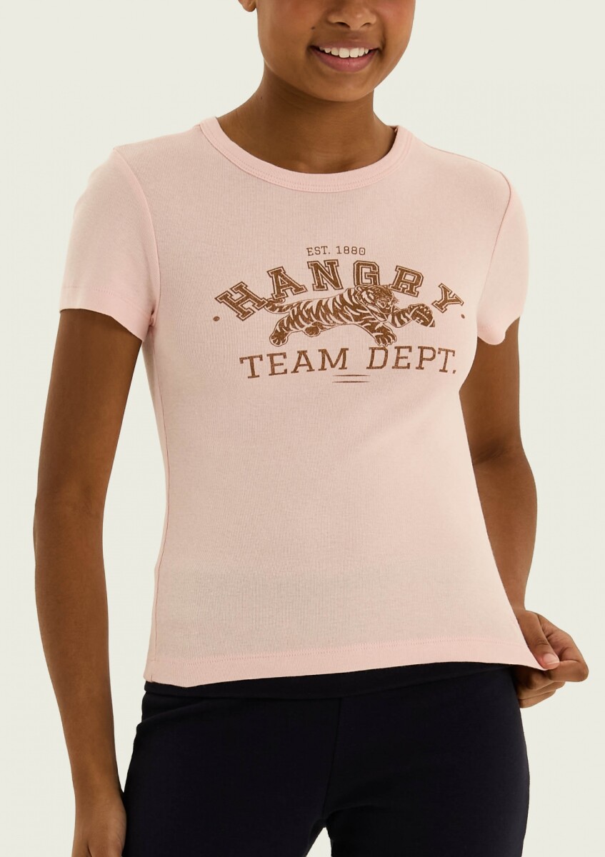 CAMISETA DE MANGA CORTA CON ESTAMPADO - ROSADO 