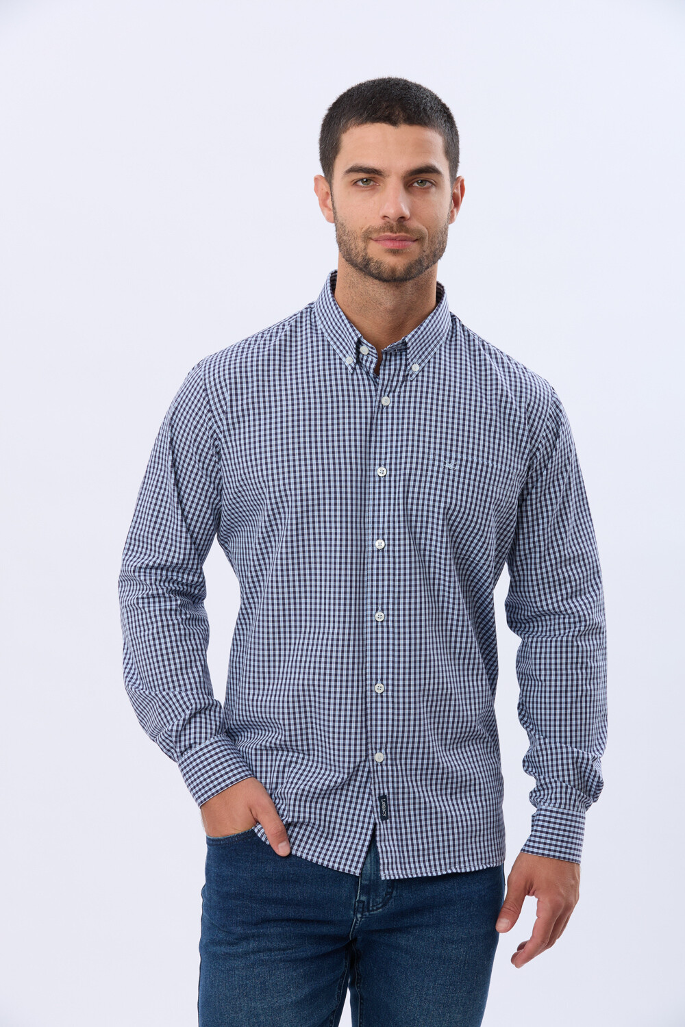 CAMISA SPORT A CUADROS Celeste