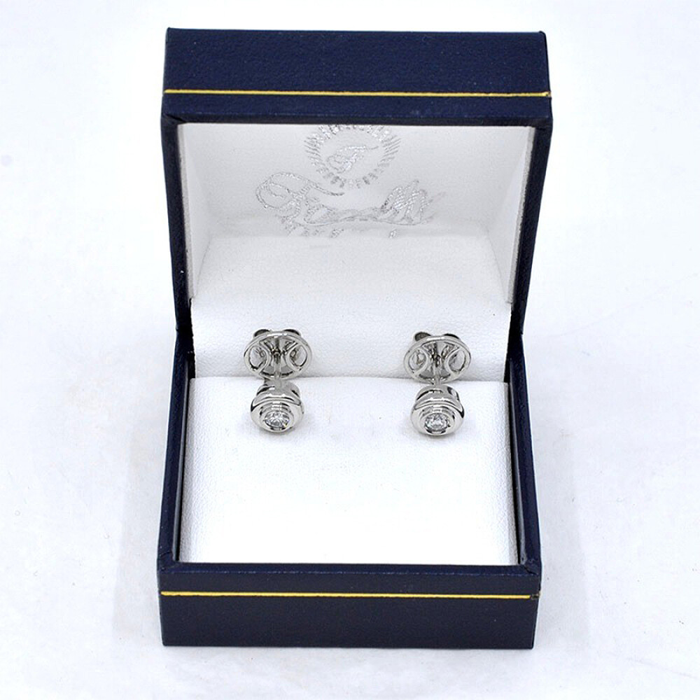 Caravanas En Oro 18K Blanco Y Brillantes Caravanas En Oro 18K Blanco Y Brillantes