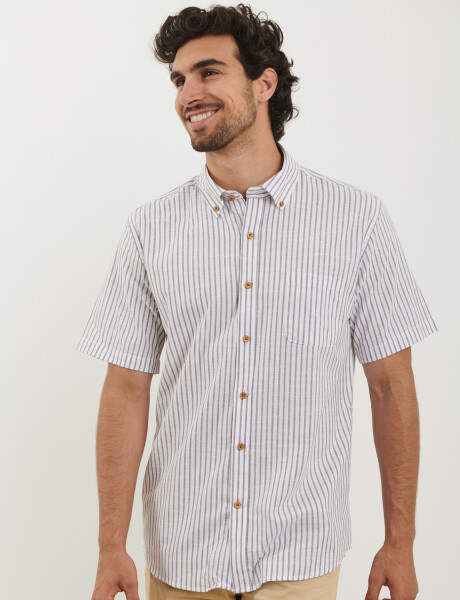 012507 CAMISA HARRINGTON LABEL Tostado / Blanco