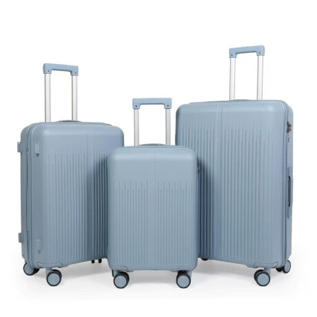 Set 3 Valijas Rígidas Candado Ruedas 360° Cierre Expandible Celeste